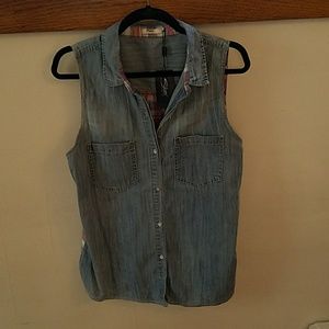 Silver Jeans brand denim vest with fabric back
